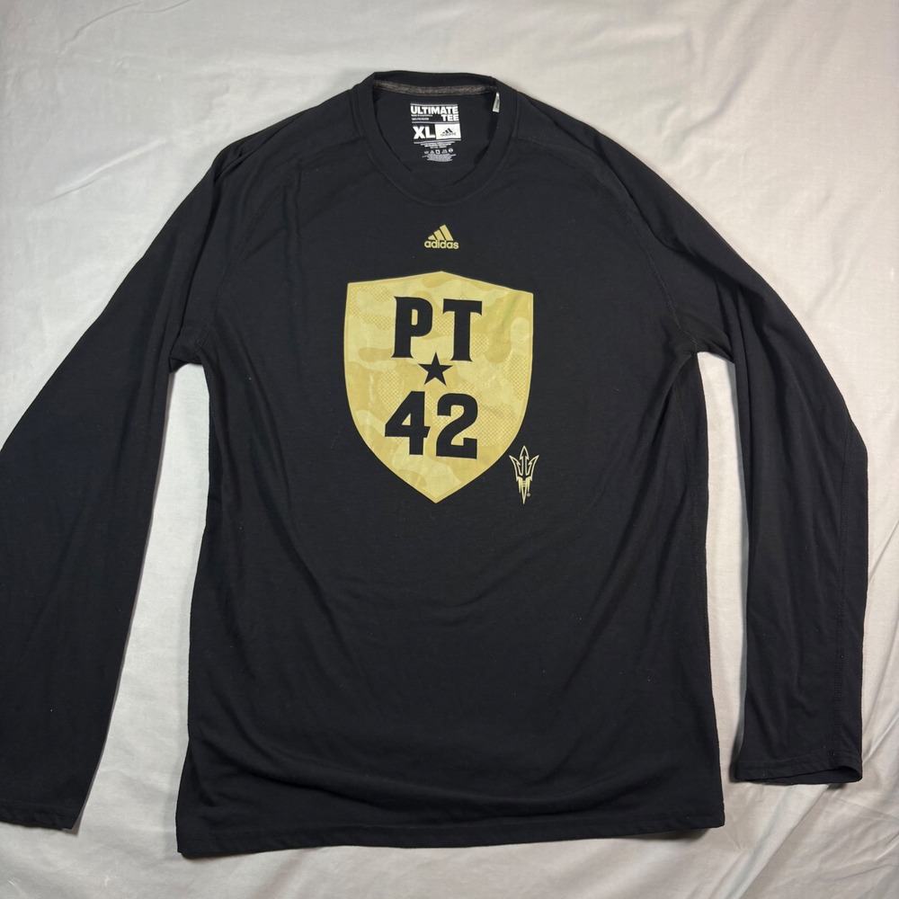 Adidas Pat Tillman PT42 ASU Sun Devils Long Sleeve Shirt Mens XL Black Climalite